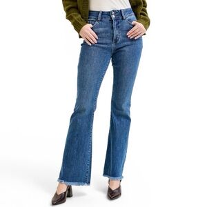 JUDY BLUE | Women Double Button High-Rise Daisy Bootcut Jeans size 32 Frayed Hem